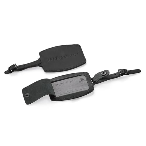 Briggs & Riley Leather Luggage ID Tag for Men & Women - Identification Tag for Suitcases, Baggage ID Label, Fits Standard Size Business Card - Luggage Accessories, Black