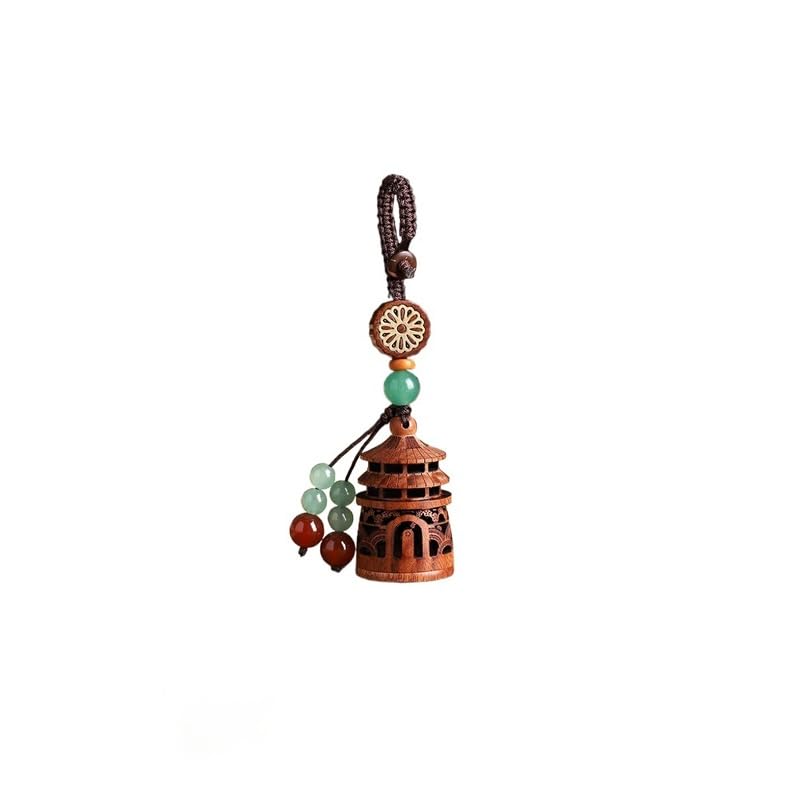 ADERFETBI Llavero Llavero Chino Torre Templo Hueco del Cielo Colgante De Coche, Decoración De Mochila Colgante De Llave Decoración Portátil Llavero Coche