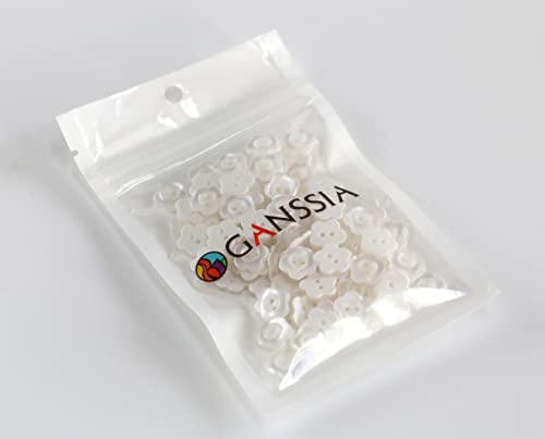 Ganssia Flower Shape Buttons 11Mm(0.44 Inch)Translucent White Resin Button For Sewing Blouse Shirt Diy Scrapbooking Pack Of 100Pcs #TOP5