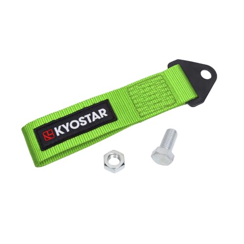 Kyostar Universal Racing Tow Strap for Front or Rear Bumper Towing Hooks, High Strength Tow Straps, Upgrade Version (Green)