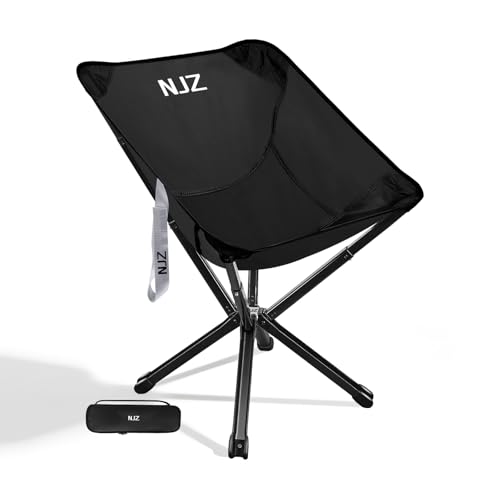 Lightweight Camping Chair Portable Chair Compact Outdoor Chair 200 LBS Capacity Folding Seat for Adults with Carry Bag for Picnic Fishing Beach (200LBS,E-Black)