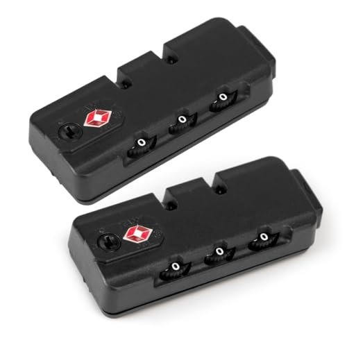 Image of 2-Pack TSA Approved Luggage Locks, 3-Digit Combination Replacement Lock for Zipperless Aluminum Suitcase, External Mount Travel Lock for Hard Shell Luggage (Black) JS-321