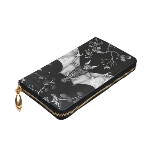 Bat Print Printed Long Wallet for Women Men Cute PU Leather Wallet with Coin Purse and Credit Card Holder3