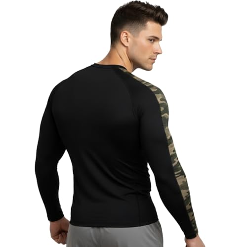 Image of NEVER LOSE Men's Workout Set Compression Shirt and Pants Top Long Sleeve Sports Tight Base Layer Suit Quick Dry & Moisture-Wicking (Compression Workout Set Combo)