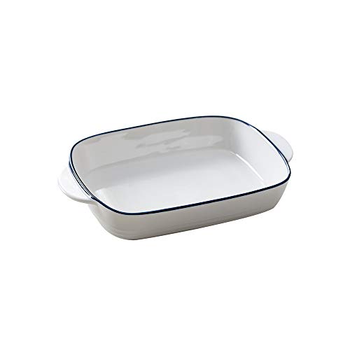 Bianco blu Piccole Ceramica pirofila da forno Teglia Rettangolare,Rostiera/Lasagnera Casseruole da forno