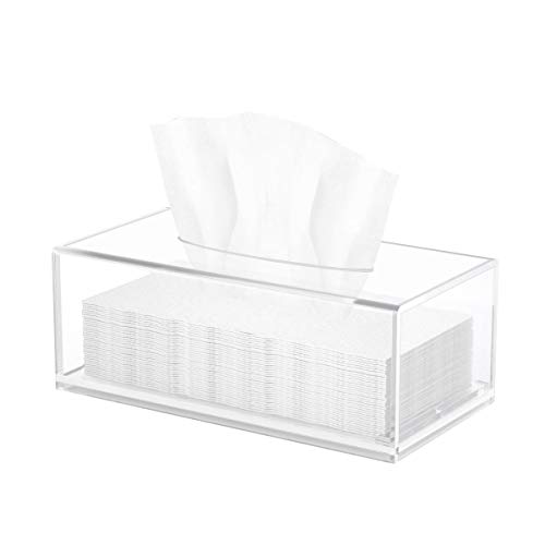 HIIMIEI Kosmetiktücherbox, 25.0×13.0×9.0 cm Acryl Tücherbox | Tissue Box mit Magnetabdeckung für Esszimmer Badezimmer Schlafzimmer Auto Büro - Acryl Transparent