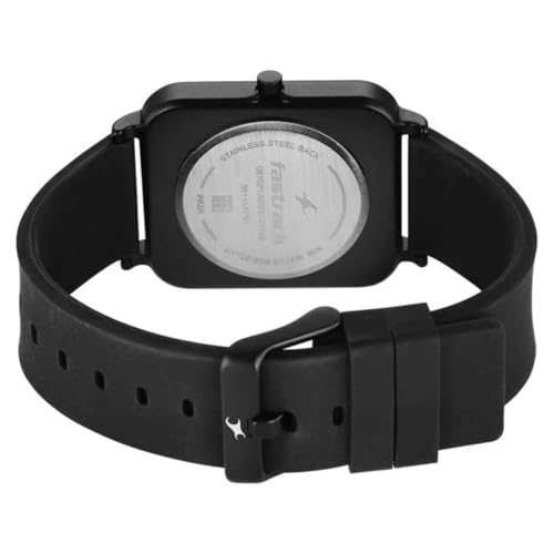 Image of Fastrack Tees Black Rectangular Dial Silicone Watch for Unisex - 38115AP01