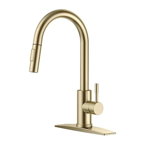 FORIOUS Gold Kitchen Faucet with Pull Down Sprayer Cover