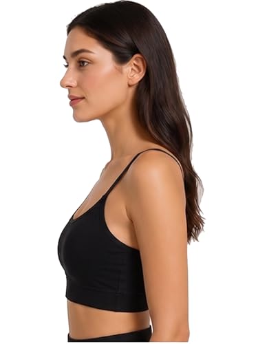 Image of Women Cotton Sports Bra with Removable Pads | Adjustable Straps | Non-Wired Padded Everyday Bra | Comfortable Yoga, Gym, Bra (Size 28 to 34)