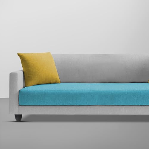 Image of Casaliving Dominic 3 Seater Sofa Set for Living Room (Turquise Grey Fabric) Premium Fabric Sofa