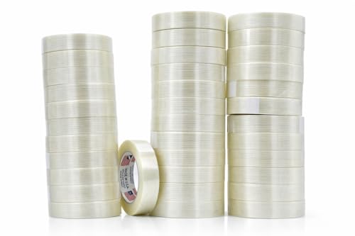 WOD UFST39 Fiberglass Reinforced Filament Strapping Tape, 1 inch x 60 yds. 4 Mil (Pack of 36) Filaments Run Lengthwise