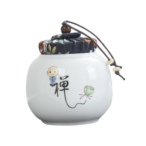 Alipis Barattolo Ceramico Per Tè Con Motivo Monk Contenitore Ermetico Per Conservazione Cucina e Decorazione Per Soggiorno e Multifunzionale