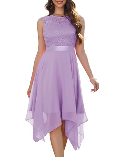 Berylove Abendkleider Cocktailkleider Kurz Party Kleider Damen Kleid Hochzeit Gast Cocktailkleider Elegant BLP7039 Lavender S