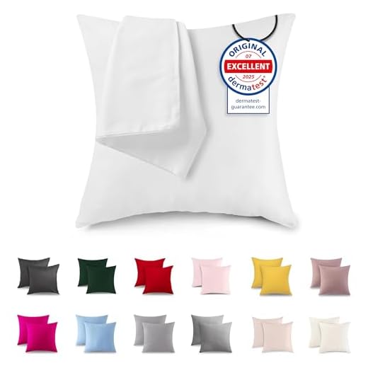 npluseins 2er Pack Microfaser Kissenbezüge - glänzend und fein gewebt 1515.2185, ca. 80 x 80 cm, Bordeaux 4 ATsense 2er Set Kissenbezug 40x40 cm - 100% Baumwolle, Weiß Kopfkissenbezug mit Reißverschluss, Super Weicher und Anti Allergisch Kissenbezug