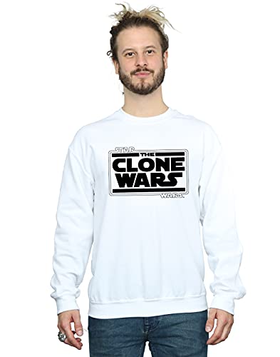 Absolute Cult Star Wars Men's Clone Wars Logo Sweatshirt White Medium