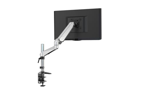 DIGITUS Monitorhalterung - Klemme & Gasdruckfeder - 1 Monitor - Bis 27 Zoll - Bis 1x 8 kg - VESA 75 & 100 - Silber