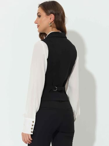 Allegra K Women's Suit Vest Double Breasted Business Lapel Dressy Waistcoat Vest4