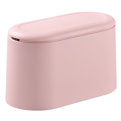 Image of SUBEKYU 0.5 Gal Mini Countertop Trash Can with Lid for Desktop, Small Garbage Can for Office, Tiny Wastebasket,Pink