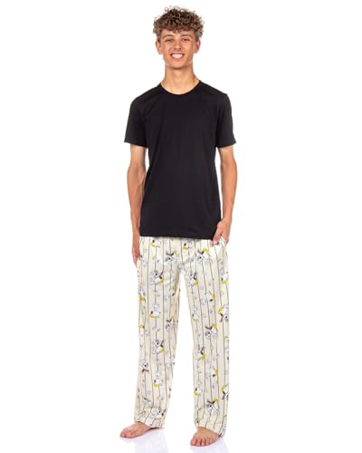 Peanuts Pajama Pants Mens Snoopy Baseball All Over Print Lounge Bottoms2