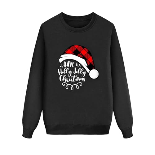 2025 - Conjunto familiar de suéter navideño pijama de Navidad para familia, camisas a juego, manga larga, festival, fiesta, pijamas, camisetas estampadas, sudaderas para niños (negro, 2-3 años)