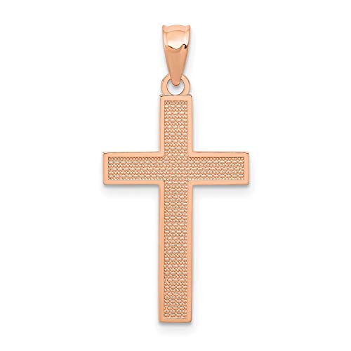 14K Rose Gold Cross Pendant Necklace for Men and Women