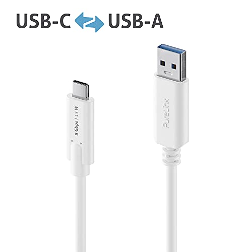 PureLink Câble USB-C vers USB-A, USB 3.1 Gen 1 avec transfert de données 5 GO/s, blanc, 2,00 m – vue 2