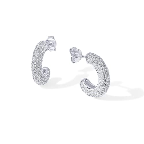 Image of PAVOI 14K Gold Plated Cubic Zirconia Chunky Hoop Earrings for Women