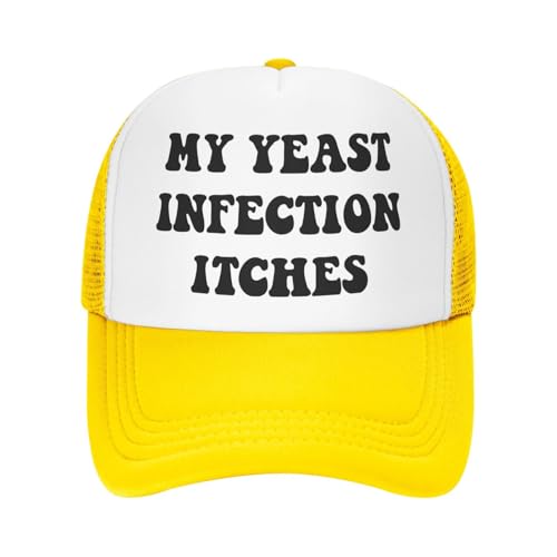 Image of My Yeast Infection Itches Trucker Hat Funny Baseball Caps Adjustable Fishing Hats for Men Women Black