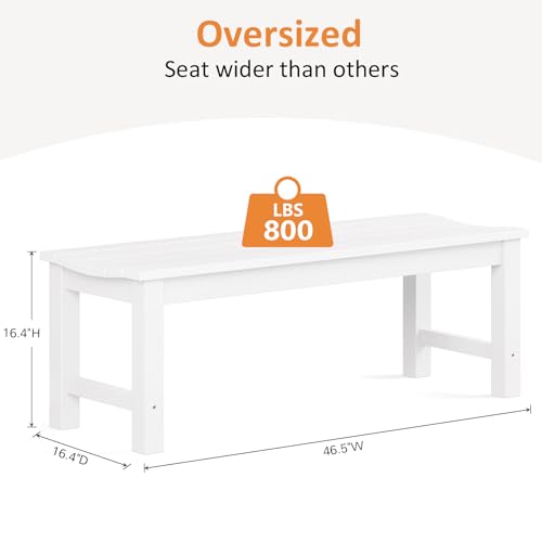 Image of Outdoor Bench Set of 2, 2-Person Patio Backless Benches, HIPS Weatherproof Garden Bench that Never Rot and Fade, Suit for Backyard, Church, Patio, Deck and Entryway (White)