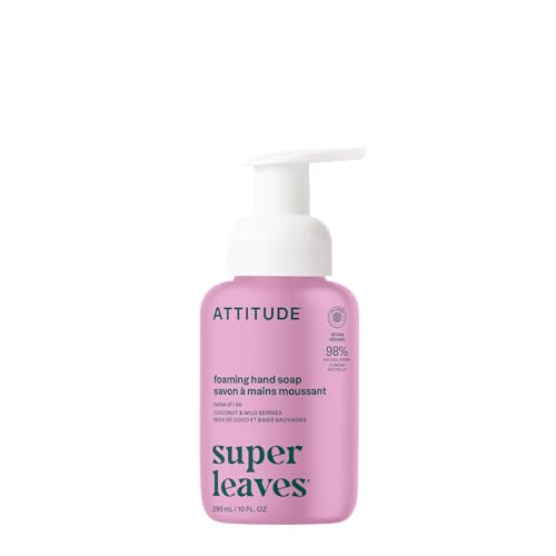 ATTITUDE Foaming Hand Soap EWG Verified Plant and Mineral-Based Ingredients Vegan and Cruelty-free Personal Care Products Coconut & Wild Berries Scent 10 Fl Oz