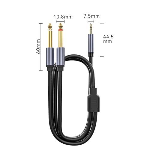 Cable de 6,35 mm divisor 1 a 2 para tocar en directo conectando tu guitarra a la mesa y al ampli 2
