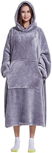 CozyLeep Wearable Blanket Hoodie for Adult Women Men - Warm and Soft Oversized Snuggle Blanket Sweatshirt Idea Gift for Birthday, Gray