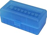 MTM 50 Round Flip-Top Rifle Ammo Box WSSM, 500 S&W (Clear Blue) , 2.46-Inch