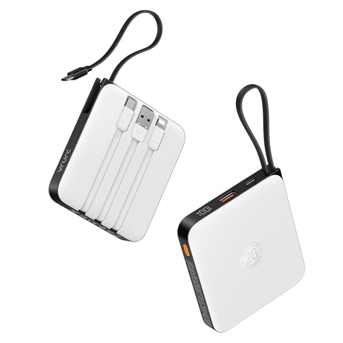 Batería externa ultra delgada para viajes con pantalla LED y cables para iPhone