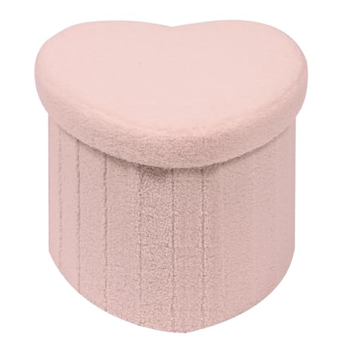 Image of B FSOBEIIALEO Storage Ottoman Heart Shaped Ottoman with Storage, Pink