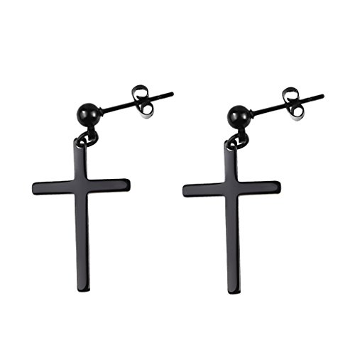 gazechimp Aço Inoxidável 316L Sólido Pequeno Crucifixo Cruz Dangle Brincos Mulheres Masculinas