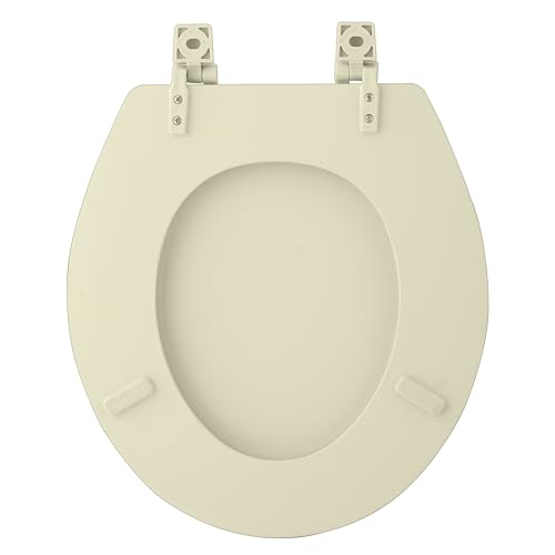 Standard Wood Toilet Seat, Bone - 17 Inch - Fits All Standard Size Fixtures - Easy to Install Fantasia by Achim Home Decor