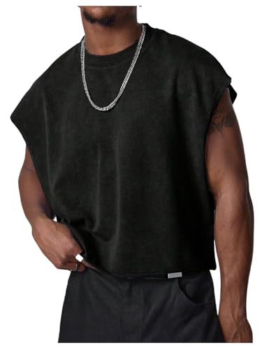 gorglitter men39s dolman sleeve crop vest top t shirts crewneck loose pullover tank tops