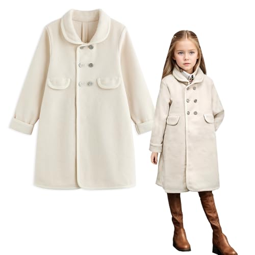 Simplee kids Girls Dress Coat Lapel Button Winter Jackets Coats Long Sleeve Outerwear with Pockets 4-14Year