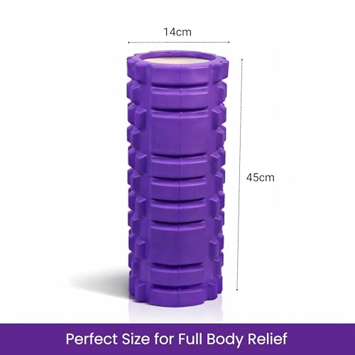 Image of Yogikuti Foam Roller for Muscle Recovery | High-Density Deep Tissue Massage Roller | Relieves Back Pain & Muscle Tension | Textured Anti-Slip Surface | Fitness & Yoga Tool (Purple, Large)
