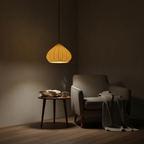 Image of Pendant Lamp 3D Printed for Home Decoration | Hanging Ceiling Light for Bedroom, Living Room, Dining Space | Stylish Modern Lamp for Ambient Lighting and Interior Design (AmberPod)