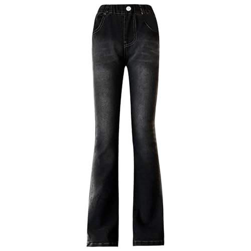 JEYPINMI Girls Flared Jeans Stretch Fitted Denim Pants Leggings Elastic Waist Bell Bottoms with Pockets2