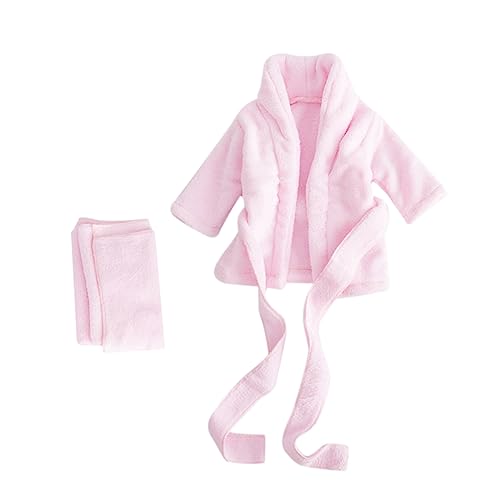 HANABASS Bata de Baño para Niña de Algodón Grueso Rosa Albornoz Fotográfico Absorbente y Suave Conjunto para Fotos Recién Nacido