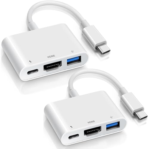 2 Pack USB C to HDMI Mulitport Adapter, 3-in-1 USB C to USB