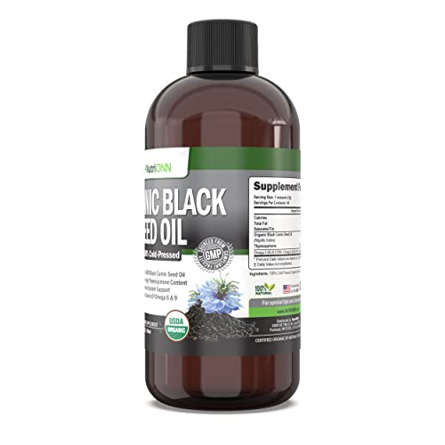 Organic Black Seed Oil - Usda Certified Organic Black Cumin Seed Oil Liquid – High Thymoquinone Content – Non-Gmo And Cold-Pressed – Rich Source Of Omega-6 & Omega-9 Fatty Acids - 8 Oz #TOP4