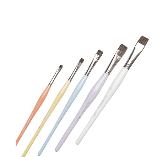 Image of Stationerie Paint Brush Set Soft Aqua Blender Synthetic Hair with Stainless Wire Ideal for Art Paint, Watercolor, Quill, Oil Acrylics, Artists Flat Blender Brush Set (Candy Edition)