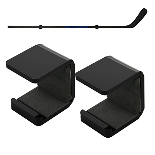 Cosmos 1 Pair Hockey Stick Wall Mount Rack - Horizontal Display Holder & Storage Organizer Hanger for Ice Hockey Stick Space-Saving Display Bracket with Anti-Scratch Pad (Solid Black)
