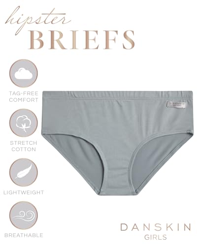 Danskin Girls Underwear Hipster Briefs - 5 Pack Comfort Stretch Breathable Cotton Underwear Hipster Panties for Girls (4-12)2