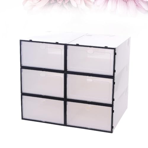 Cajas organizadoras de zapatos de plástico pp negro modulares con tapa transparente de hogar 8