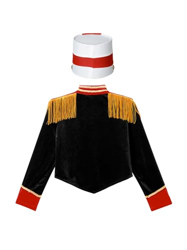 Kids Girls Circus Ringmaster Dress Up Fringe Tassel Jacket Coat Drummer Team Uniform with Hat4